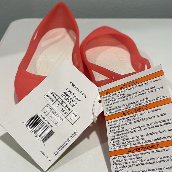 Crocs Women's Rio Pointed Toe Slip On Ballet Coral Flats, Size 6 - Picture 3 of 3